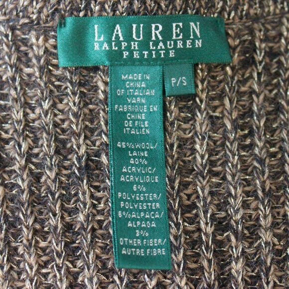 Ralph Lauren Vintage Wool Gold Brown Long Sweater Coat Tie Belt Cardigan Small - Picture 7 of 7